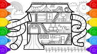 Glitter FUN House Coloring Page and Drawing for Kids How to Draw Glitter Fun House Coloring Page