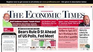 5 November 2024 | The Economic Times Newspaper | Profitnama | Daily Finance & Business News Analysis