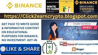 How to Join Binance Square : Write to Earn Program for Free Crypto Earnings @Freelancingjobs71588