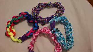 4 Paracord Bracelet Set Beads Rainbow 