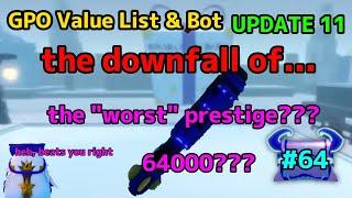 NEW GPO VALUE LIST UPDATE 11 #64 THE DOWNFALL OF THE "WORST " PRESTIGE WEAPON???