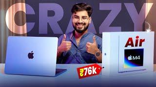 MacBook Air M4 Unboxing & Quick Review  At ₹76k  Sky Blue | Best for Video Editing & Gaming ?