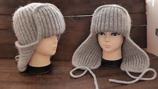 Тренд Осени  ШАПКА УШАНКА спицами  Knitted Earflap Hat