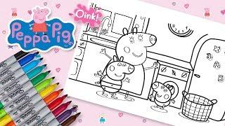 PEPPA PIG & FAMILY IN THE KITCHEN COLORING PAGES! | Fun Speed Drawing for Kids