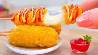 Satisfying Miniature Korean Cheese Hotdog Tutorial  Best of Mini Yummy Cheese Corn Dog Idea