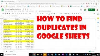 How to find duplicates in Google Sheets