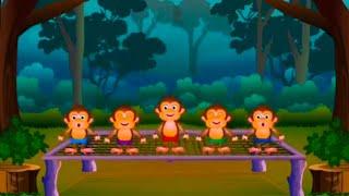 Five little monkeys jumping on the net | children Nursery Rhymes | Flickboc Kids Songs
