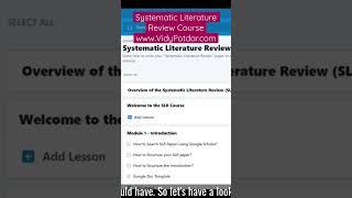 Systematic Literature Review Paper by A/Professor Vidy Potdar #shorts #phd #fyp #foryou