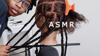 ASMR | Knotless Box Braids on Curly Hair Mannequin