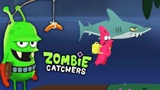 ЗОМБИ ПАТРИК ВЕРХОМ на АКУЛЕ! Весёлая игра про ОХОТНИКОВ на ЗОМБИ / Zombie Catchers