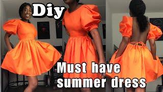 Diy summer dress | with pockets | diy puff sleeve dress