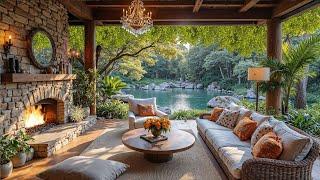 Peaceful Piano Music and Fireplace Sounds  Cozy Porch Ambience for Deep Relaxation  ‍️
