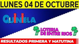 Quinielas Primera y matutina de Córdoba y Entre Rios Lunes 4 de Octubre