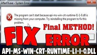 How To Fix api-ms-win-crt-runtime-l1-1-0.dll Missing Full & Final METHOD! (2022) 100% Working