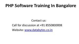 PHP Software Training Courses In Bangalore - databytes.co.in