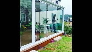 Fz30 frameless folding glass door balcony glazing system glass curtain panoramic glass wall case-522