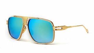 Aevogue blue mirror finish polarized gold frame men's vintage sunglasses