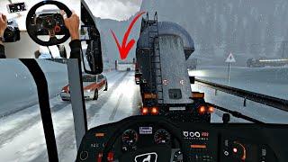 Volvo Bus Driver Loss Control on Slippery Ice Road | Euro truck simulator 2 | Indian Bus Driver