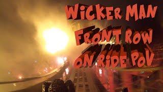 Wicker Man Front Seat on ride POV at Alton Towers nighttime 4K