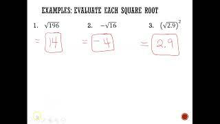 Properties of Square Roots