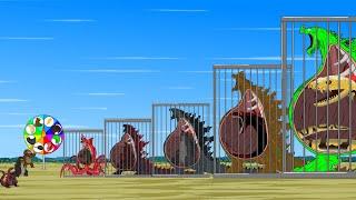 Rescue All Family GODZILLA & KONG, GODZILLA EARTH, SHARK, GIANT PYTHON: Rotation Luck -FUNNY CARTOON