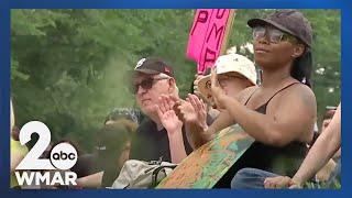Thousands of protestors peacefully rally at Patterson Park for 'No Kings Day'