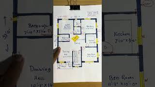 33 x 30 house plan II 3 bedroom flat design II 30x33 3bhk flat naksha #shorts