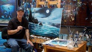 Wyland's Art Studio - MOONLIGHT LIGHTHOUSE