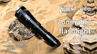 WUBEN L60 Zoomable Flashlight 1200 Lumens USB Rechargeable Waterproof Torch