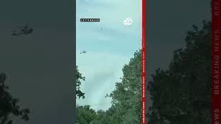 Helicopter dumps water onto the Rancho Fire in Northern California