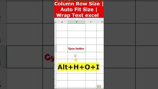 Column Row Size | Auto Fit Size | Wrap Text  #gyansection  #excel #msofficegyan