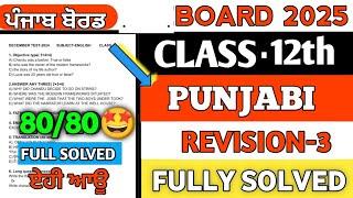 12th class Punjabi final paper 2025 | Pseb class 12th punjabi paper 24 Feburary 2025 | revision 3