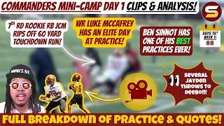 JCM 60 YD TD Run! Mccaffrey BALLS OUT! Jayden to Deebo! WSH 2025 Mandatory Mini Camp DAY 1 Clips!