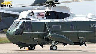 Trumps VH-3D Seakings arrival by C-17's at AMS + engine-run | NATO Summit 2025