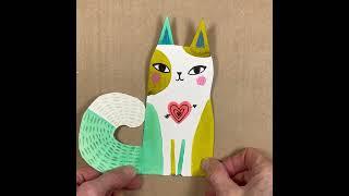 Cut Paper Cat Valentines #shorts