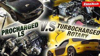 Best of Both Worlds?! Procharged LS & Turbocharged Rotary RX7 | Scraplife Garage