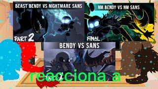 mis amigos y los personajes de indie cross reacciona a la pelea de bendy vs sans capitulo completo