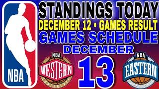 nba standings today December 12, 2024 | games results | games schedule December 13, 2024