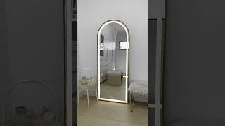 Gold Arch Floor Mirror | LUVO Vanity Essentials | Light Up Makeup Mirror | OOTD & Selfie Mirror