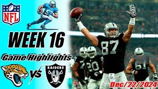 Las Vegas Raiders Vs. Jacksonville Jaguars WEEK 16 FULL Game Highlights | NFL 2024 Season