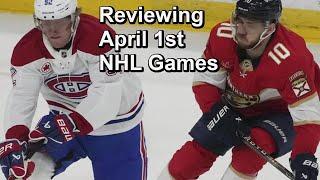 Reviewing April 1st NHL Games