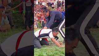 old but strong man vs tall strong girl freestyle mixed Wrestling fight kushti