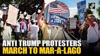 ‘Destroying rule of law in this country’ Anti-Trump protesters march to Mar-a-Lago on 'No Kings Day'