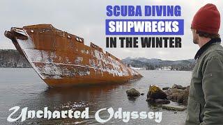 SCUBADIVING  SHIPWRECKS IN WINTER (4K) | Go Pro Hero 10 | Conception Harbour, Newfoundland, CANADA