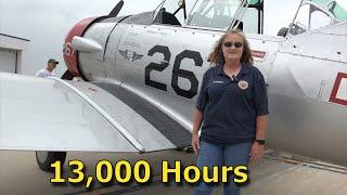 T6 Pilot and HER 13000 Hour Flight Career - GREAT T6 Footage Walkaround  -Commemorative Air Force