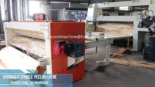 Hydraulic spindle peeling machine for thick core veneers, thick core chuck peeler