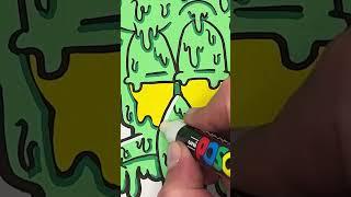 Squidward SpongeBob Drawing with Posca Markers! Drip Effect! #Shorts