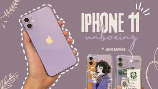 IPHONE 11 (purple) aesthetic unboxing in 2022 + accessories 