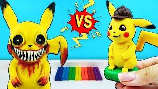 Scary PIKACHU EVIL shape. Pokemon Devourer Pikachu.exe / Sculpt figures from plasticine