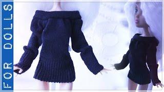 КАК СШИТЬ СВИТЕР ДЛЯ КУКЛЫ ИЗ НОСКА  КАК СШИТЬ ОДЕЖДУ ИЗ НОСКА  FOR DOLLS